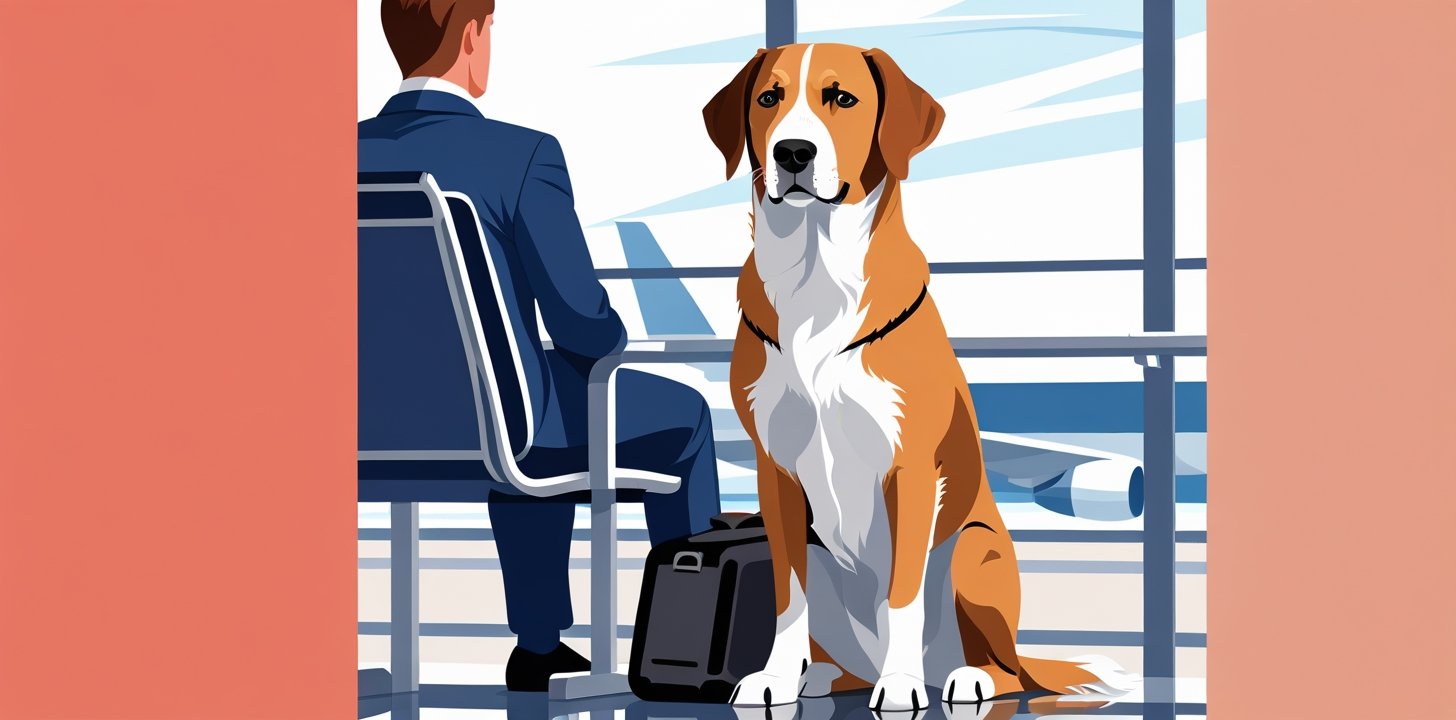 Service dog at airport for Air New Zealand in-cabin policy