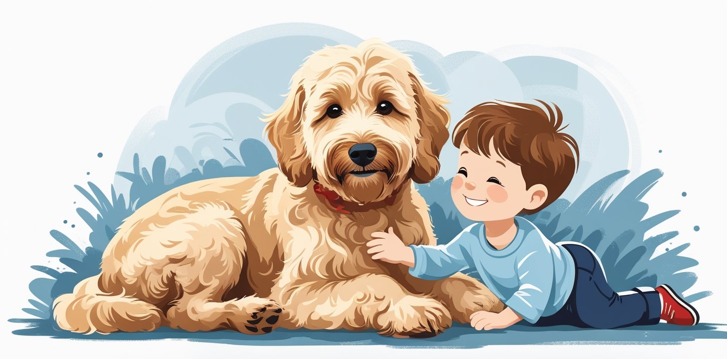 Goldendoodle family fit illustration