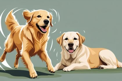 Golden Retriever vs Labrador Retriever energy levels comparison showing different activity styles