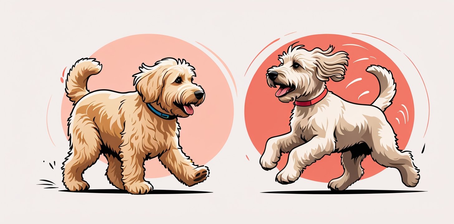 Goldendoodle vs Labradoodle energy levels illustration