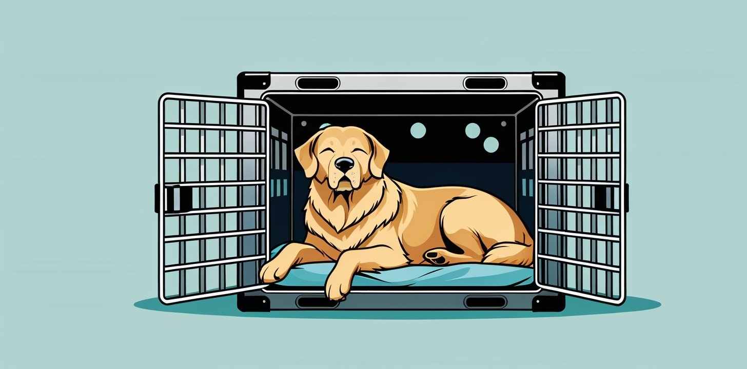 Large dog in AVIH cargo crate for Thai Airways
