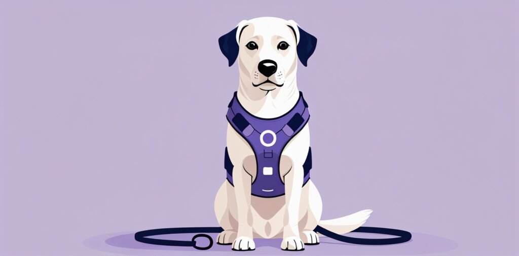 Service dog wearing vest for Cathay Pacific service dog policy