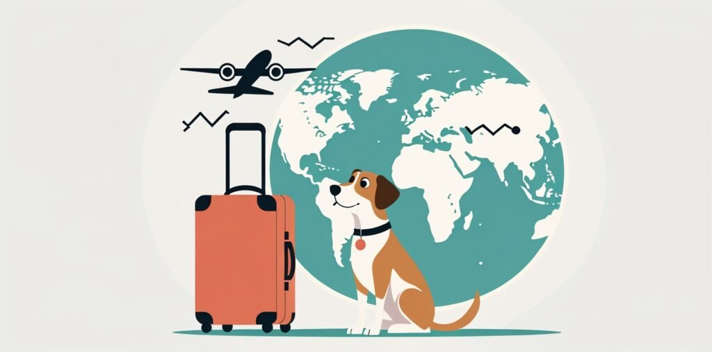 Dog with globe and suitcase for Cathay Pacific route restrictions