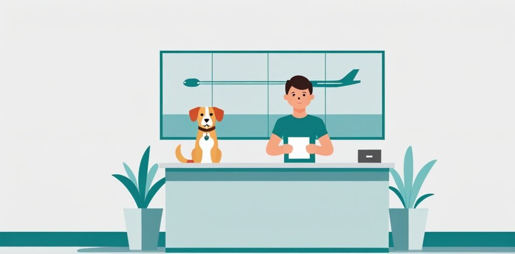 Pet owner at cargo terminal for Cathay Pacific booking process