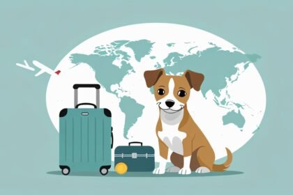 Dog with suitcase for Air New Zealand route restrictions