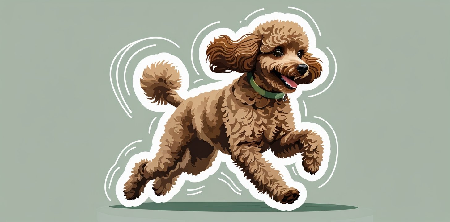 Energetic Miniature Poodle running and playing