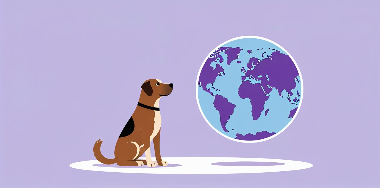 Pet looking at world map for Hainan Airlines route restrictions