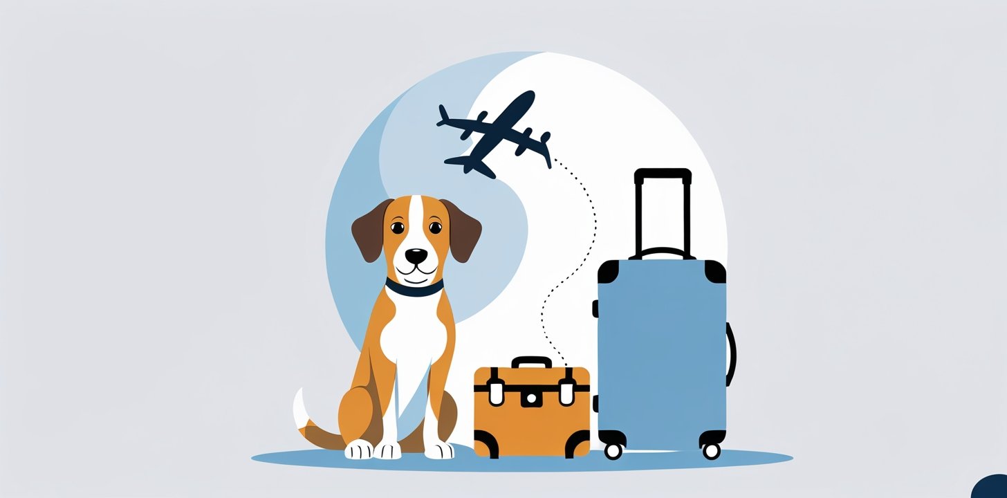 Dog with luggage for EVA Air route planning