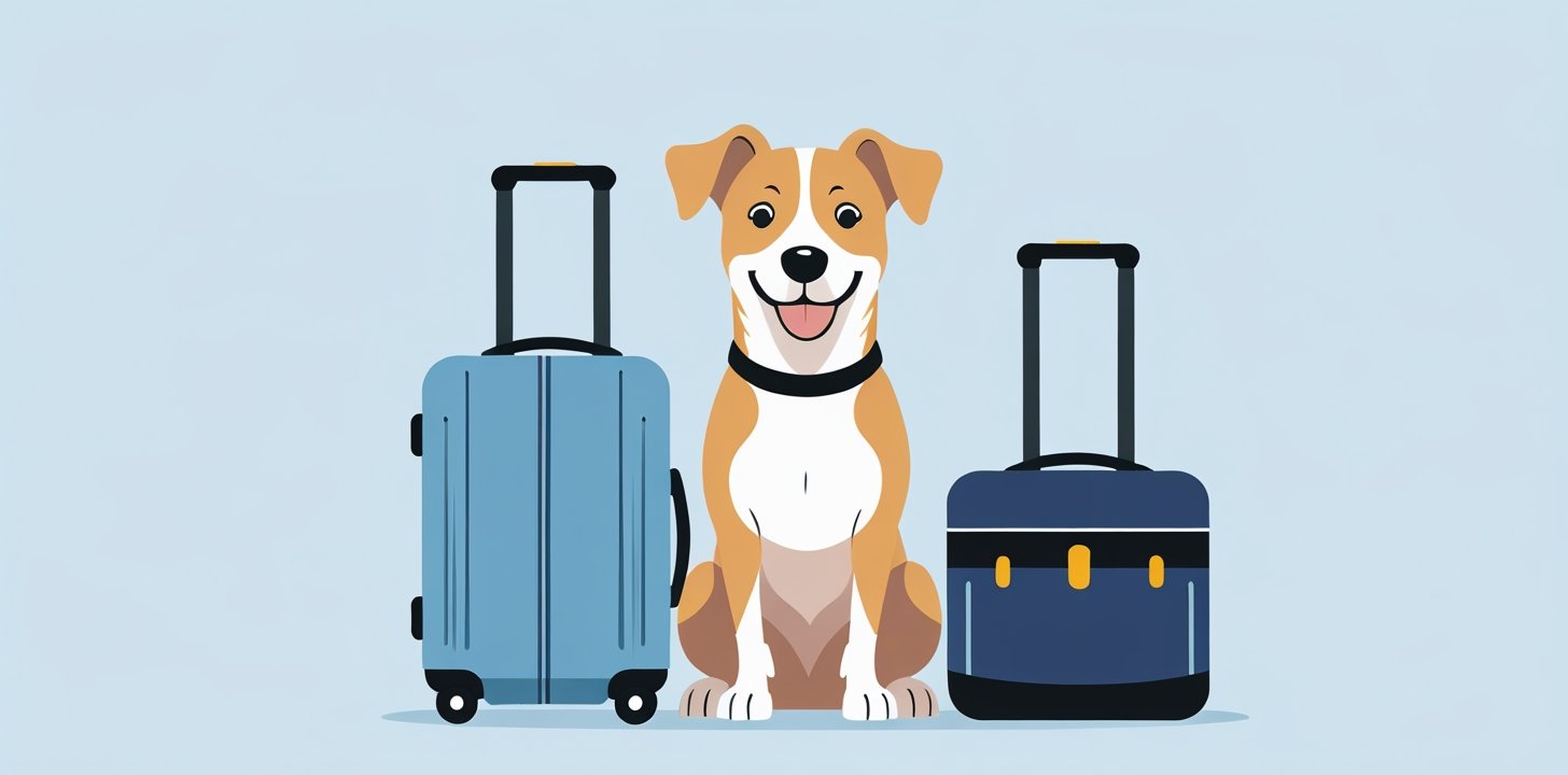 Dog with luggage ready for China Southern pet booking process