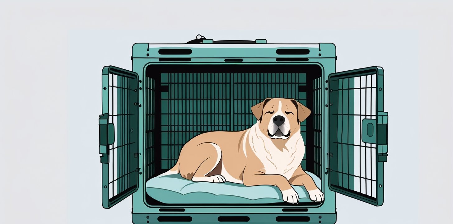 Large dog in cargo crate for EVA Air