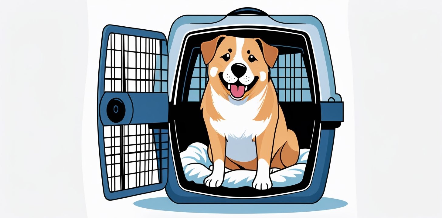 Large dog in cargo crate for TAP Portugal hold travel