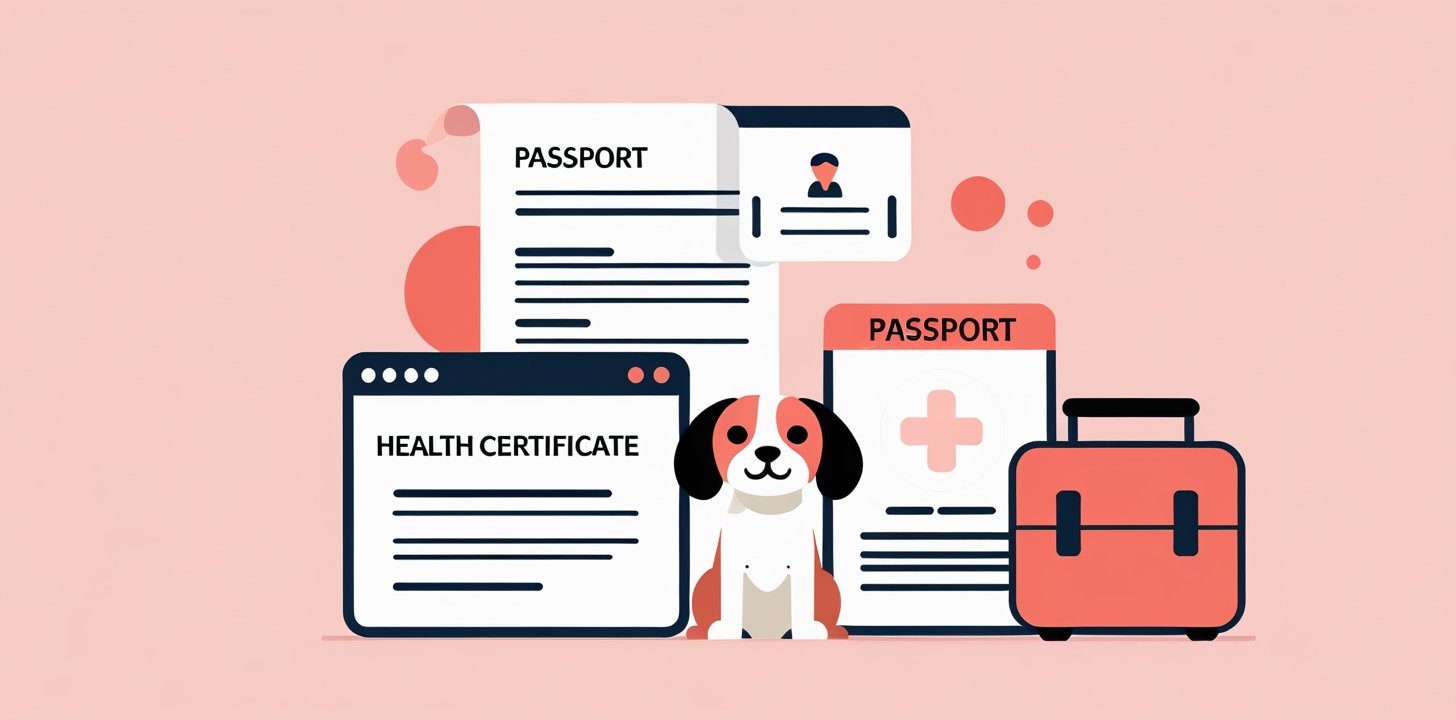 Dog with travel documents for Japan Airlines pet policy