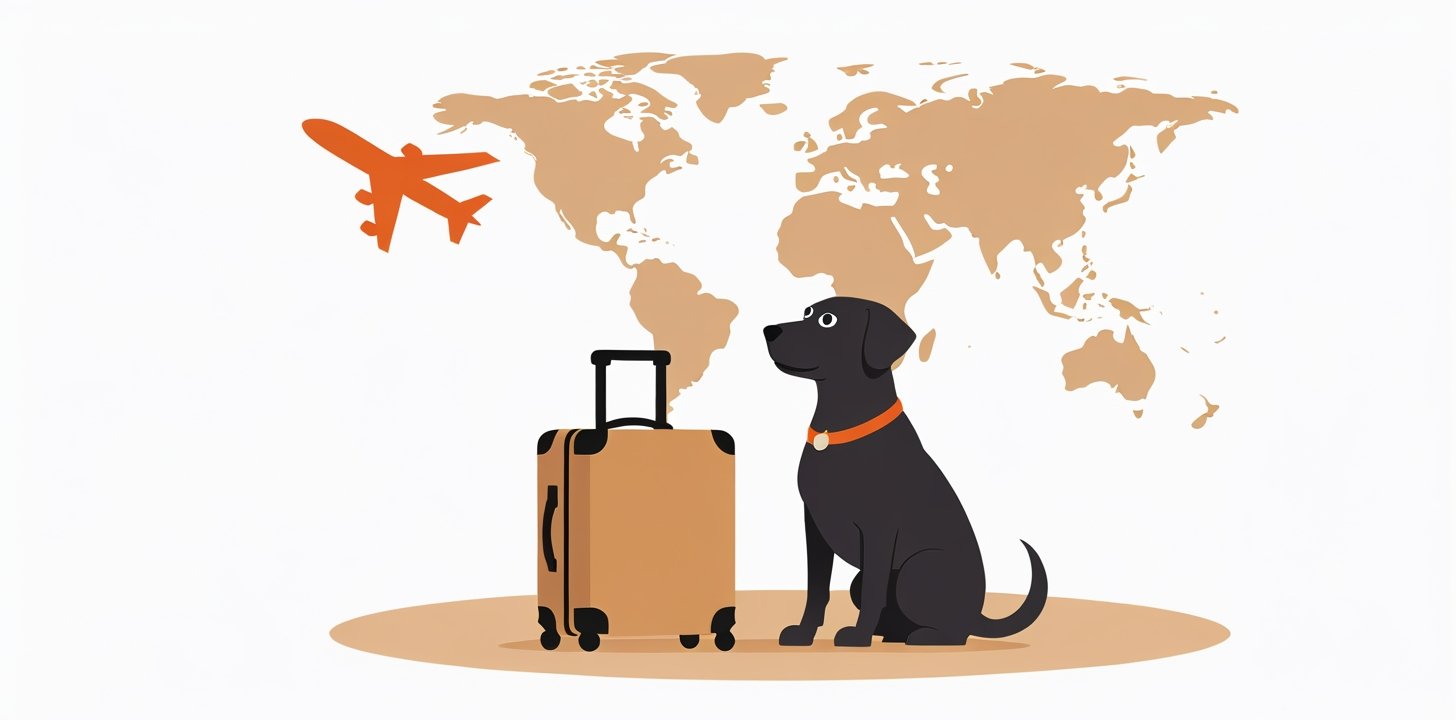 Dog with suitcase and plane for Japan Airlines route information