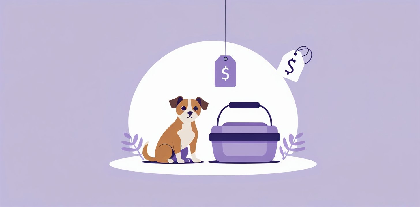 Pet next to carrier and price tag for Hainan Airlines fees